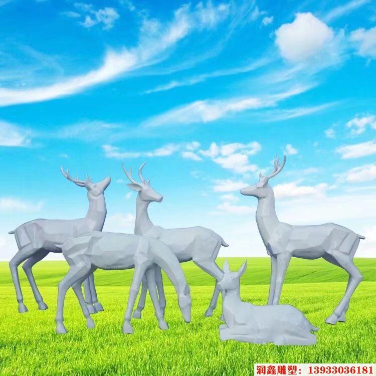 廠家加工玻璃鋼切面鹿雕塑 噴漆工藝鹿雕塑