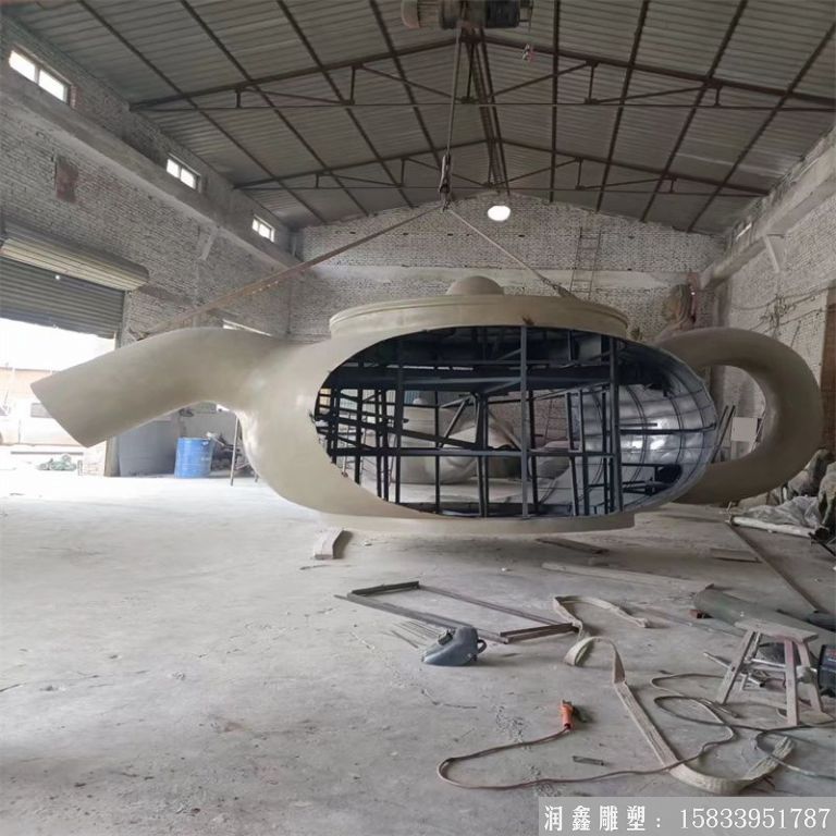 不銹鋼懸空天壺茶壺噴泉，景觀壺案例