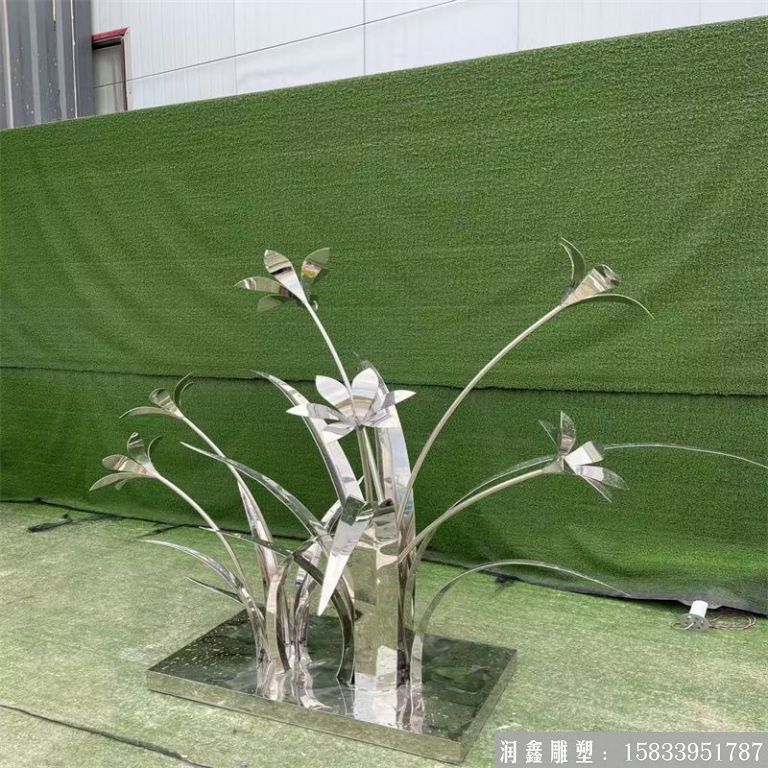 不銹鋼鏡面花朵雕塑，公園擺件花型雕塑