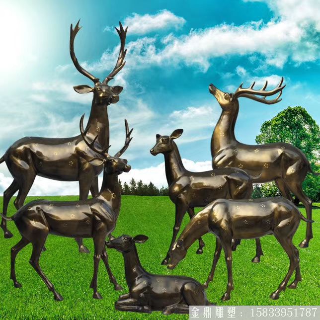 玻璃鋼仿銅鹿雕塑 廠(chǎng)家來(lái)圖定制