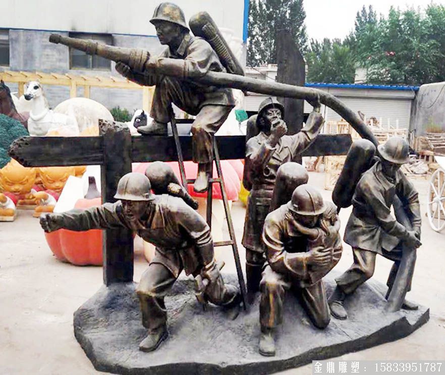 消防員人物仿銅雕塑 消防隊(duì)員加工廠家